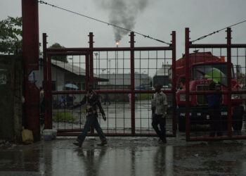 Gates of oil refinery in Port Harcourt