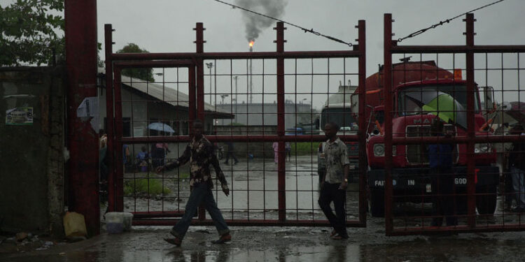 Gates of oil refinery in Port Harcourt